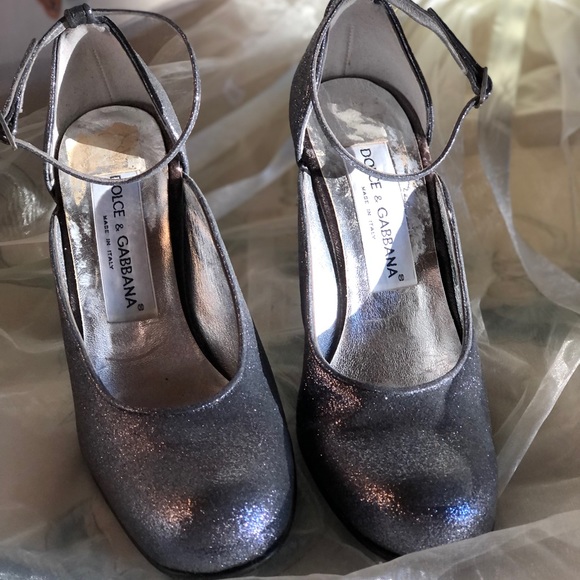 DOLCE & GABBANA Pewter Silver Glitter Heels! Magnificent! NWOT/ Made in Italy. - Picture 15 of 16